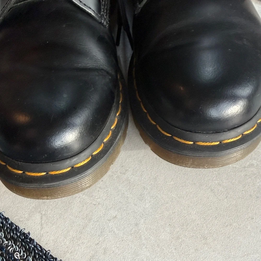 Dr. Martens Black Leather Boots with Brown Soles - Picture 4 of 5